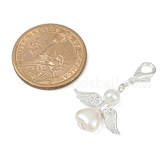 Пластиковый жемчужный ангел-подвеска в форме сердца&nbsp;HJEW-JM03579-04