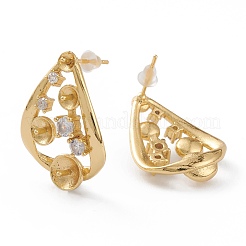 Orecchini in zircone chiaro con micro pavè di ottone&nbsp;EJEW-A056-41G