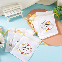Blumen-Dankeschön-Aufbewahrungsbeutel aus Polyester-Satin mit Kordelzug&nbsp;ABAG-TAC0005-09B