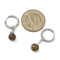 Круглые серьги-кольца из натурального тигрового глаза&nbsp;EJEW-JE06593-03