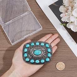 1 boucle rectangulaire en alliage et turquoise synthétique&nbsp;FIND-CL0002-38B