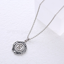 Collares minimalistas con colgante de flor negra esmaltada en acero inoxidable 304 para mujer.&nbsp;QO5072