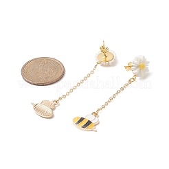 Aretes colgantes de abeja de aleación esmaltada con margarita de resina&nbsp;EJEW-JE05228