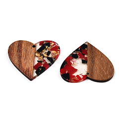 Pendentifs en résine transparente et bois de noyer&nbsp;RESI-TAC0017-73-A06