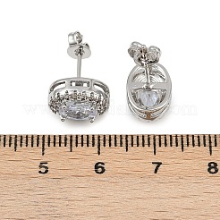 Boucles d'oreilles en laiton zircon cubique micro pavé clair&nbsp;LS-EJEW-Z128-01P-03