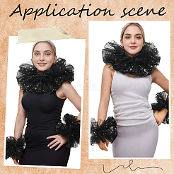 Ensemble col et manches à volants en dentelle amovible en gaze étoilée&nbsp;AJEW-WH20018-90B