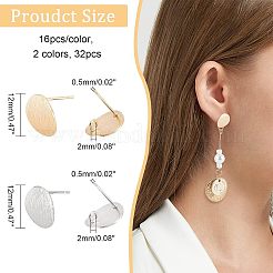 32 шт. 2-х цветная латунная фурнитура для сережек-гвоздиков&nbsp;KK-FH0002-19