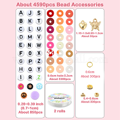 Наборы для изготовления браслетов из плоских круглых бусин ручной работы из полимерной глины и акрила&nbsp;DIY-YW0011-08