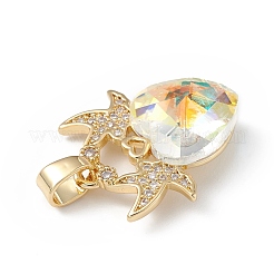 Véritable 18k plaqué or placage en laiton micro pave pendentifs en zircone cubique&nbsp;KK-C015-03G-01