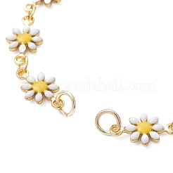 Creazione di braccialetti con maglie a forma di margherita in ottone smaltato&nbsp;AJEW-JB01438-01
