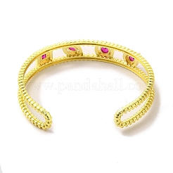 Bracelet manchette ouvert en verre carré & larme & oeil de cheval avec zircone cubique&nbsp;BJEW-A136-01G-03