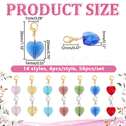 56 pendentif décoratif en verre à facettes en forme de cœur&nbsp;HJEW-HY00153