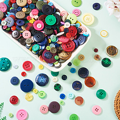 Плоские круглые пуговицы из смолы&nbsp;BUTT-TAC0017-01A