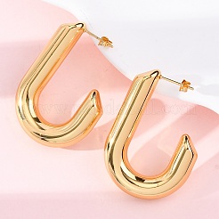 Pendientes de botón de acero inoxidable 304 en forma de J para mujer&nbsp;EJEW-A125-02G