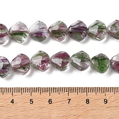 Brins de perles de lampwork faites à la main avec des fleurs intérieures&nbsp;LA-CBA3F7A-02H