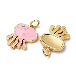 Латунные подвески в виде медуз с розовой эмалью&nbsp;KK-CJC0013-02G-RS