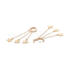 Orecchini a cerchio pendenti con nappa a catena a stella in ottone&nbsp;EJEW-TA00109