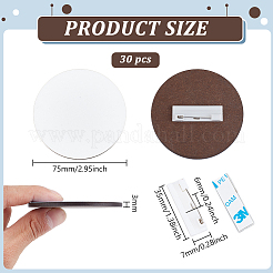 30 шт. плоский круглый деревянный значок для визитки с термопереносом&nbsp;AJEW-BC0009-15