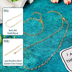 Латунный браслет-цепочка в форме сердца и ожерелье с карабинами из нержавеющей стали 304&nbsp;SJEW-TA0001-03