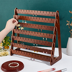 7-ярусный деревянный органайзер для сережек трапециевидной формы&nbsp;RDIS-WH0015-05
