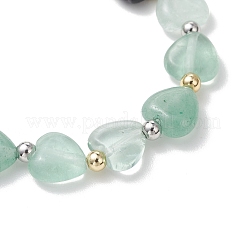 Эстампирующиеся браслеты для женщин из немагнитного синтетического гематита и натуральных драгоценных камней в форме сердца.&nbsp;BJEW-JB13446