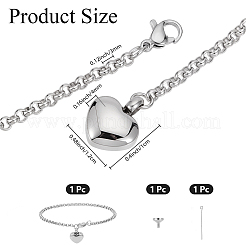 2 bracciale con ciondolo a forma di cuore in acciaio inossidabile antiossidante&nbsp;BJEW-CN0001-23P