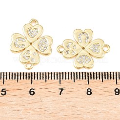 Подвески в виде клевера из латуни с микропаве и прозрачными кубическими циркониями ко Дню Святого Патрика&nbsp;KK-C162-090G