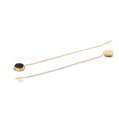 Lunga catena con orecchini pendenti yin yang smaltati&nbsp;EJEW-A067-04G