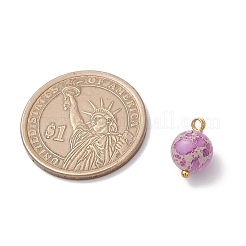 Круглые подвески из натуральной окрашенной императорской яшмы с латунными петлями&nbsp;PALLOY-JF04139