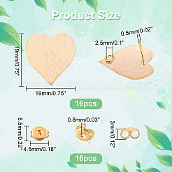 16 шт. латунные серьги-гвоздики&nbsp;KK-DC0001-30