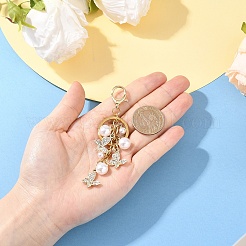 Подвеска-бабочка из сплава горного хрусталя с жемчужными бусинами из АБС-пластика&nbsp;KEYC-YW00223