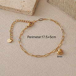Armbänder mit Herzanhänger und Büroklammerkette aus Edelstahl 304 für Damen&nbsp;UC6740-1