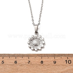 Colliers à pendentif fleur en acier inoxydable 304 avec chaîne câble pour hommes et femmes&nbsp;NJEW-K308-05E-P