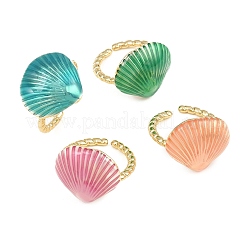 Bagues ouvertes en laiton émaillé&nbsp;KK-CBA960E-18G