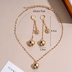Ensembles de boucles d'oreilles et colliers pendentifs en alliage avec fermoir à levier en forme de cœur et de fleur pour femmes&nbsp;WG5521E-01