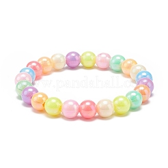 7шт 7 цвета ярких акриловых круглых браслетов из бисера стрейч набор&nbsp;BJEW-JB08928