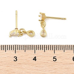 Latón micro pave aretes de circonita cúbica transparente&nbsp;EJEW-R016-26G-02