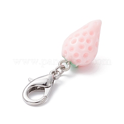 Украшение из непрозрачной смолы с подвеской в виде клубники&nbsp;HJEW-JM01420-02