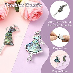 2 шт. 2 стиля броши из сплава паве из натуральной ракушки пауа&nbsp;JEWB-CJ0001-79