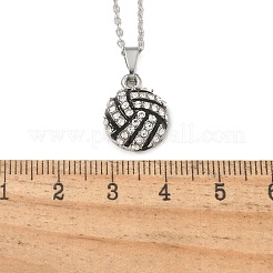 Collane con catena a cavo con ciondolo a forma di palla sportiva in lega di zinco e strass di cristallo&nbsp;LS-NJEW-U024-01P-04