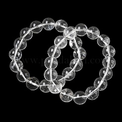 Braccialetti elasticizzati con perline rotonde di cristallo di quarzo naturale&nbsp;GG-CBA12F1-02E-12