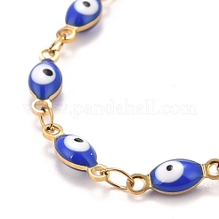 Bracelet chaînes à maillons œil de cheval en émail&nbsp;BJEW-P271-05G-01