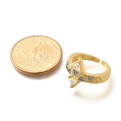 Латунные кольца из манжеты с прозрачным цирконием&nbsp;RJEW-U035-10GP