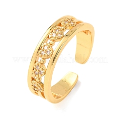 Anillos abiertos de latón con micropavé de circonitas cúbicas para mujer&nbsp;RJEW-F217-05G