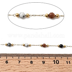 Handgefertigte Edelsteinperlen und runde Gliederketten aus Edelstahl 316&nbsp;CHS-L033-07G-01