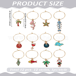 12 Stück 12 Stile Legierung Emaille Weinglas Charms&nbsp;AJEW-LP00011