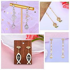 8 пара двухцветных плоских круглых латунных сережек-гвоздиков с микропаве из кубического циркония&nbsp;ZIRC-SZ0005-03