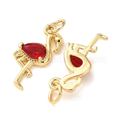 Pendentifs en laiton micro pavé de zircons cubiques rouges&nbsp;CU-E003-11G-A