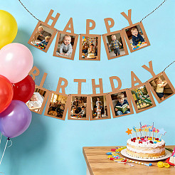 Striscione di carta glitterato con foto di buon compleanno da appendere&nbsp;DIY-FZC0002-04B