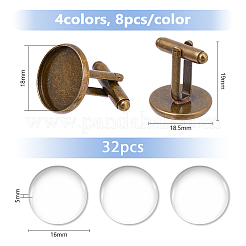 DIY-Kits zur Herstellung blanker Manschettenknöpfe aus Messing mit Kuppel&nbsp;FIND-DC0006-76